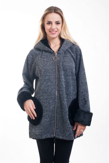 COAT FAUX FUR 5017 GREY