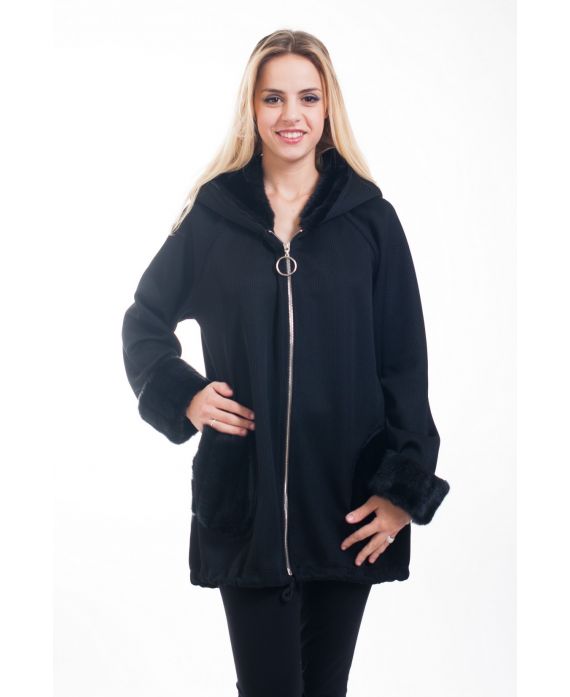 COAT FAUX FUR 5017 BLACK