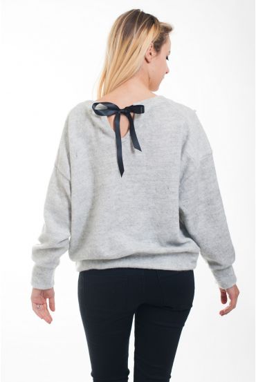 PULL PERLES A NOUER 4628 GRIS