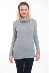 PULL COL ROULE PERLES 4626 GRIS