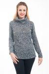 PULL COL ROULE PERLES 4626 NOIR