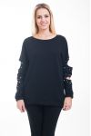 MAGLIONE MANICHE DISTRUGGERE PERLE 4629 NERO