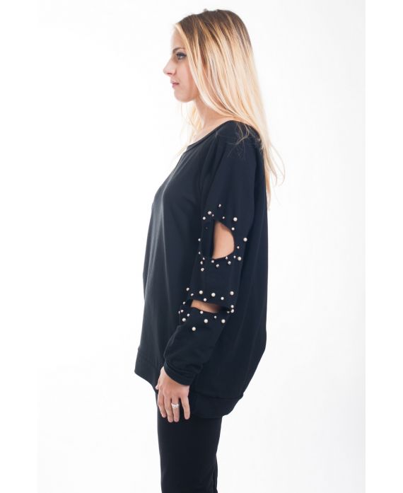 PULL MANCHES DESTROY PERLES 4629 NOIR