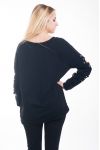 MAGLIONE MANICHE DISTRUGGERE PERLE 4629 NERO