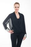 BLUSE FALTIG BASIS PAILLETTEN 4622 SCHWARZ