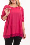 LARGE SIZE TUNIC BEADED + GEM 5066 FUSHIA