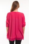 LARGE SIZE TUNIC BEADED + GEM 5066 FUSHIA