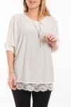 LARGE SIZE TUNIC BEADED + GEM 5066 WHITE