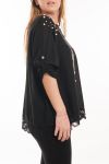 LARGE SIZE TUNIC BEADED + GEM 5066 BLACK