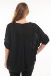 LARGE SIZE TUNIC BEADED + GEM 5066 BLACK