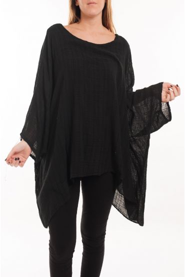 GRANDE TAILLE TUNIQUE ASYMETRIQUE 5059 NOIR