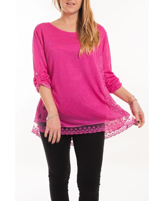 GRANDE TAILLE TUNIQUE DENTELLE 5056 FUSHIA