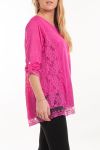 LARGE SIZE TUNIC TOP LACE 5056 FUSHIA
