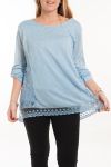 GROOT FORMAAT TUNIEK TOP LACE 5056 BLAUW