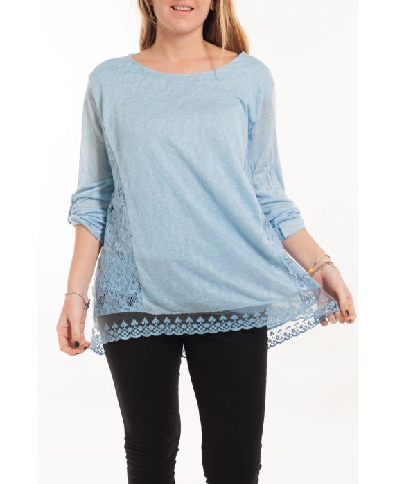 LARGE SIZE TUNIC TOP LACE 5056 BLUE