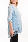 LARGE SIZE TUNIC TOP LACE 5056 BLUE