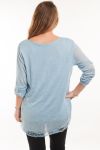 LARGE SIZE TUNIC TOP LACE 5056 BLUE