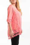 LARGE SIZE TUNIC TOP LACE 5056 CORAL