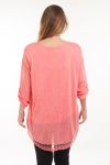LARGE SIZE TUNIC TOP LACE 5056 CORAL