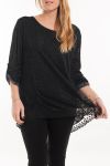 LARGE SIZE TUNIC TOP LACE 5056 BLACK