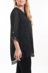 LARGE SIZE TUNIC TOP LACE 5056 BLACK