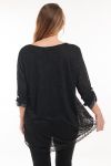 LARGE SIZE TUNIC TOP LACE 5056 BLACK