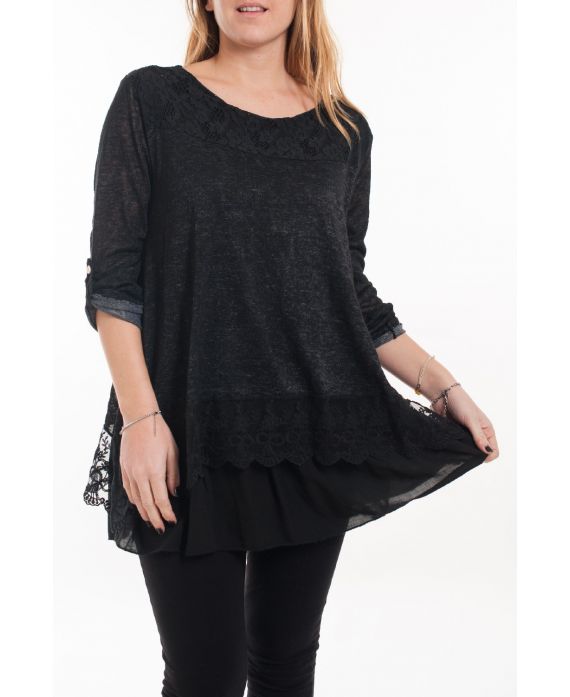 GRANDE TAILLE TUNIQUE SUPERPOSITION 5055 NOIR