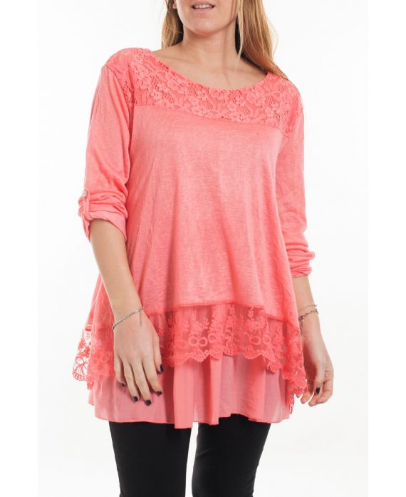 GRANDE TAILLE TUNIQUE SUPERPOSITION 5055 CORAIL