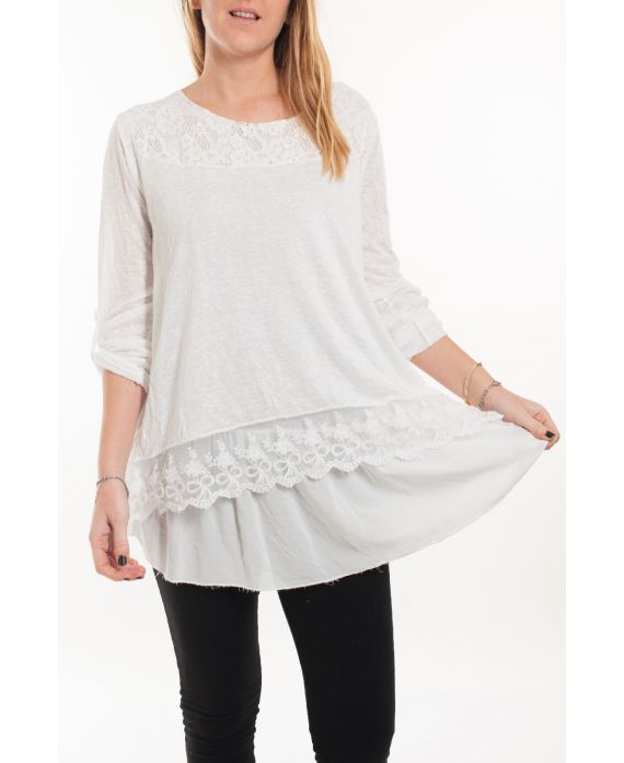 GRANDE TAILLE TUNIQUE SUPERPOSITION 5055 BLANC