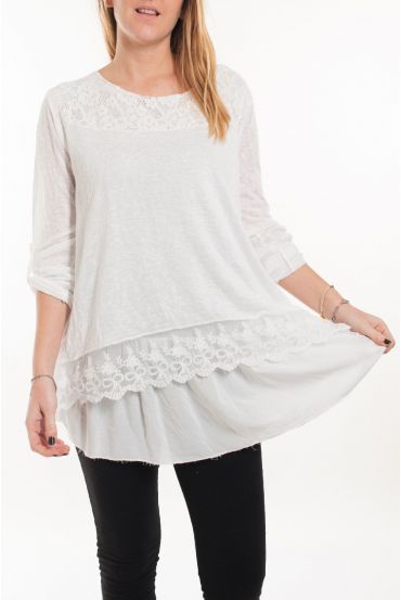 GRANDE TAILLE TUNIQUE SUPERPOSITION 5055 BLANC