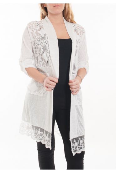 LARGE SIZE TUNIC TOP LACE 5053 WHITE