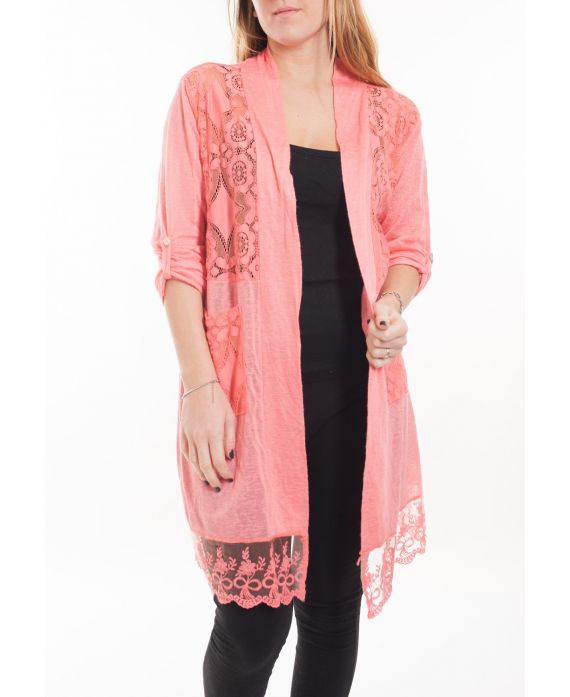 LARGE SIZE TUNIC TOP LACE 5053 CORAL