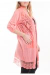 LARGE SIZE TUNIC TOP LACE 5053 CORAL