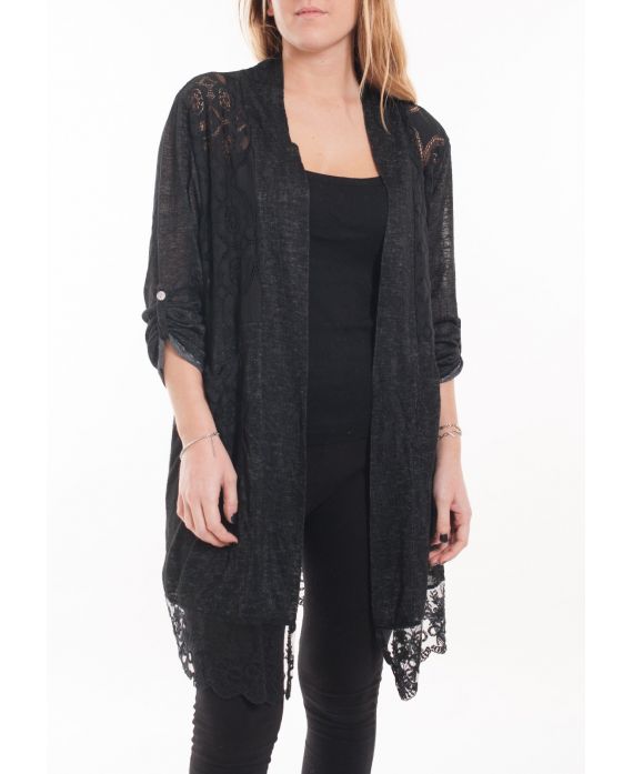 gilet dentelle noir femme