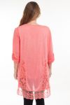 LARGE SIZE TUNIC TOP LACE 5054 CORAL