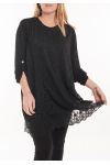 LARGE SIZE TUNIC TOP LACE 5054 BLACK