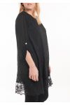 LARGE SIZE TUNIC TOP LACE 5054 BLACK