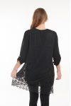 LARGE SIZE TUNIC TOP LACE 5054 BLACK