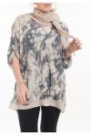 DI GRANDI DIMENSIONI T-SHIRT + SCIARPA 5057 TAUPE