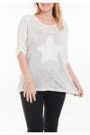 GRANDE TAILLE T-SHIRT ETOILE PAILLETTES 5058 BLANC