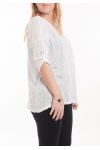 GRANDE TAILLE T-SHIRT ETOILE PAILLETTES 5058 BLANC