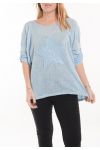 GRANDE TAILLE T-SHIRT ETOILE PAILLETTES 5058 BLEU