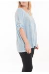 GRANDE TAILLE T-SHIRT ETOILE PAILLETTES 5058 BLEU