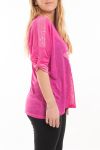 DI GRANDI DIMENSIONI T-SHIRT STAR PAILLETTES 5058 FUCSIA