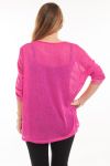 GROßE GRÖßE T-SHIRT STERN PAILLETTEN 5058 FUSHIA