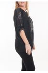 GRANDE TAILLE T-SHIRT ETOILE PAILLETTES 5058 NOIR