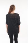 DI GRANDI DIMENSIONI T-SHIRT STAR PAILLETTES 5058 NERO