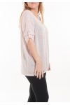 GRANDE TAILLE T-SHIRT ETOILE PAILLETTES 5058 ROSE