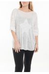 GRANDE TAILLE T-SHIRT EMPIECEMENT DENTELLE 5060 BLANC