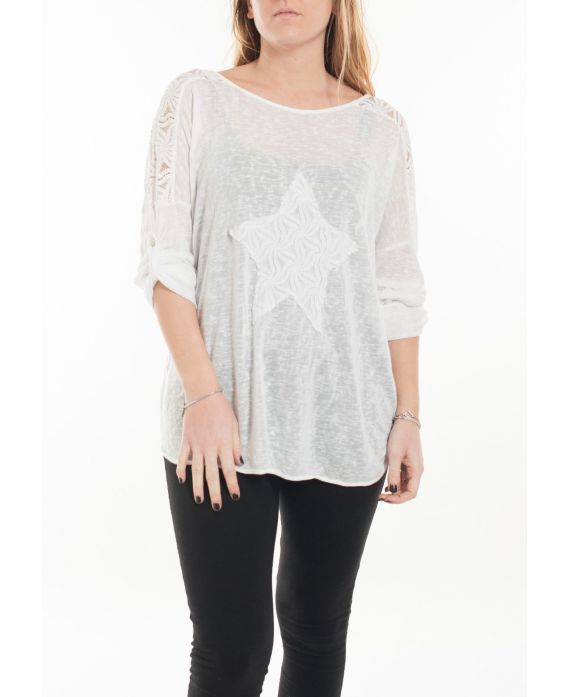 LARGE SIZE T-SHIRT EMPIECEMENT LACE 5060 WHITE